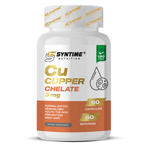 Syntime Nutrition Cu Cupper Chelate 3 mg 60 Caps 